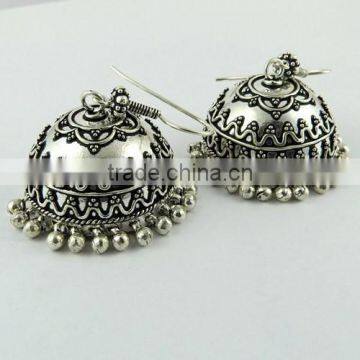 Oxidized Jhumka Rava Work 925 Sterling Silver Earring, Fine Silver Jewelry, Silver Jewelry Manufactures photo-5