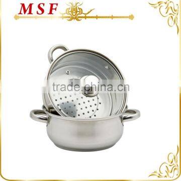 MSF-3409-1 20cm stainless steel steamer set 2 layers steamer pot