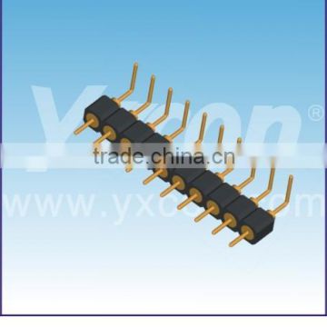 China ROHS certificate 2.54mm pitch right angle single row Machined pin header connector