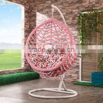 New Pink White Indoor Outdoor Patio Garden Living Room Bedroom Rattan Wicker Hanging Egg Basket Swing Chair photo-6