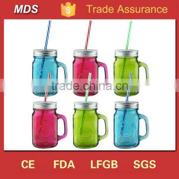 Colour Vintage Drinking Glass Mason Jar Sipper With Screw Cap Supplier's Choice photo-5