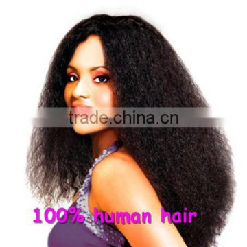 Hot fashion 12-32inches #1b kinky straight, bleached knots, brazilian hair lace front wig