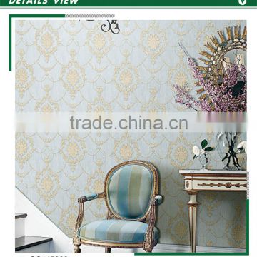 economic embossed vinyl wallpaper, polar blue classic damask wall covering for dressing room , fantastic wall sticker sample