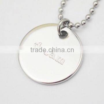 Stainless Steel Custom Logo Round Engraving Tag Necklaces photo-4