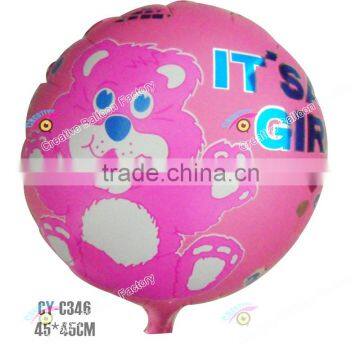 2016 hot sale 18'' round shape baby shower foil balloon