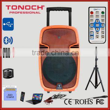15 inch two way rechargeable portable outdoor speakers with LED MP3 player/ USB / SD / FM / Bluetooth(PN15WO)