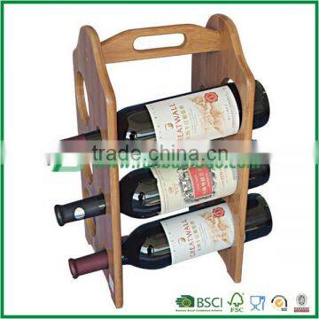 Light weight 6-bottle bamboo liquor rack