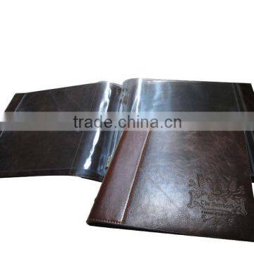 Transparent Sleeve leather menu cover holder for bar