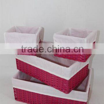 set of 4 storage basket with metal frame and cotton lining