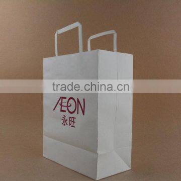 Ecofriendly custom printing white kraft paper bag with paper handle