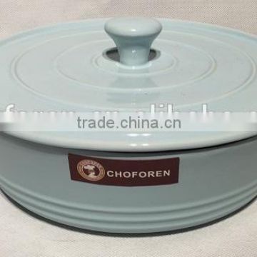 heat resistance shallow ceramic casserole -Light blue