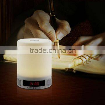 2015 new product LED screen smart lamp bluetooth speaker with 4 touch control adjustable brightness and music alarm clock