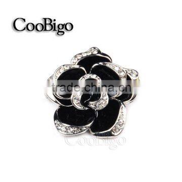 Fashion Jewelry Black Flower Rhinestone Brooches Pin Women Gift Dresses Hijab Scarf Apparel Accessories