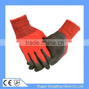 13G Grip Latex Dip Red Polyester Sandy Latex Dipped Gloves For Heavy Duty Work