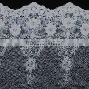 Cotton Yarn Mesh Embroidery Lace Eco-friendly Dyed French Lace Trim