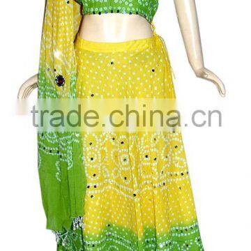 Indian Bandhej Lehenga Choli / Cotton Bandhej Lehenga Choli