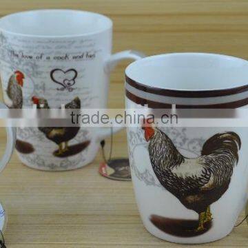 11OZ chicken full decal print coffee cups, shiny surface new bone china mug, KL5004-11043