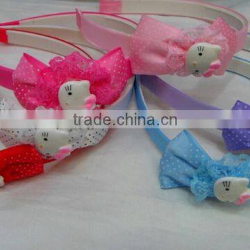 Custom big face cat tie plastic hairband for wholesale