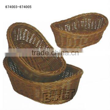 High quality boat shaped rattan basket/recycled woven basket/rattan basket weaving/rattan laundry basket#674003OT-674005OT