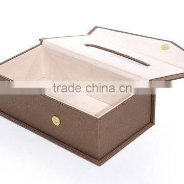 2015 Newest stylish leather square facial tissue box