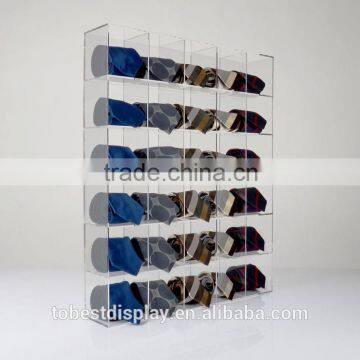 elegant clear tie display rack,tie display case,acrylic tie display with dividers