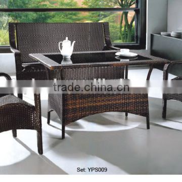 2 Luxury indoor cafe rattan wicker hotel sofa set YPS009