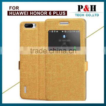 view window real Leather Wallet with Stand Cover Case For Huawei Honor 6X Honor 6 Plus