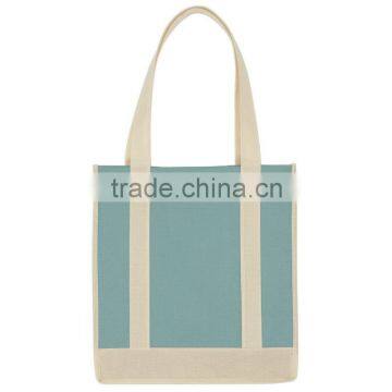 Non-Woven Two-Tone Shopper Tote Bag- Light Blue with Ivory Accents and Handles