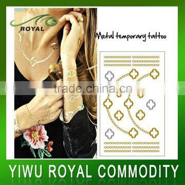 Fashion Fake Body Jewelry Golden Metallic Temporary Tattoo