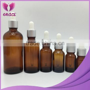 Factory supplier ejuice bottles 5ml to 50ml amber glass essential oil bottle with pipette