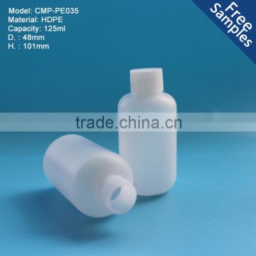 125ml boston round semi transparent HDPE plastic bottle with screw cap