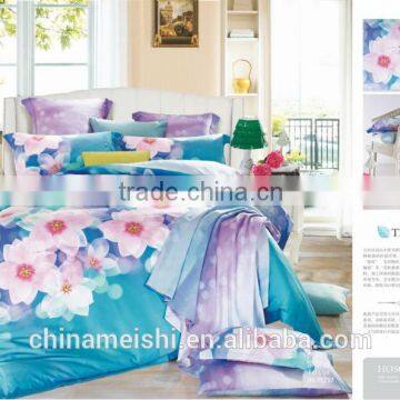 2015 wholesale price 4PCS bedding set Flower printed tencel duvet cover set