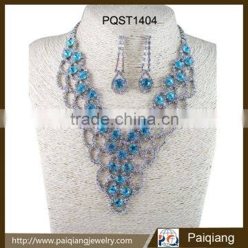 2016 new arrival women's luxury fashion aquamarie crystal bridal jewelry sets