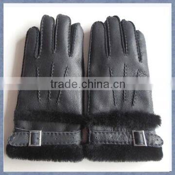 Wholesale Mens Genuine Sheepskin Fur Leather Gloves And Mitten For Winter