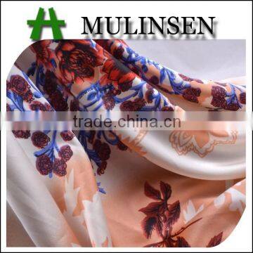 Shaoxing Mulinsen textile soft handfeeling 100% polyester twist satin fabric print