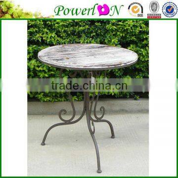 Cheap New Stylish Folding Antique Round Patio Bistro Metal and Wood Table Garden Furniture For Outdoor J13M TS05 X00 PL08-5855