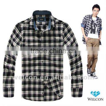 New 100% cotton city leisure long sleeve classic carbon peaching casual plaid fashion shirts for men