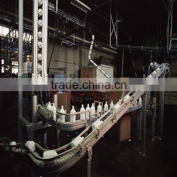 flexible chain conveyors for cosmetic filling