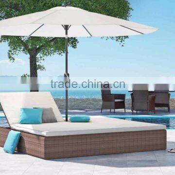 Wicker Rattan Outdoor Furniture Double Sun Lounger - Rattan Chaise Lounge