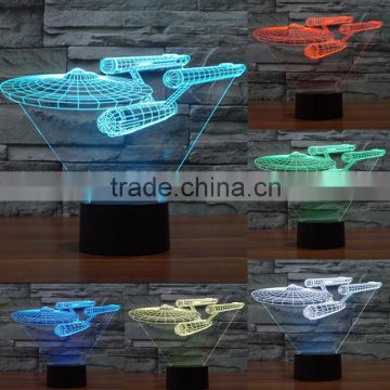 3D Optical Lamp Warship 7 RGB Light Colors 10 LEDs AA Battery USB Charging Mixed Lot