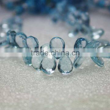 Natural Sky Blue Topaz Faceted Briolette Pear