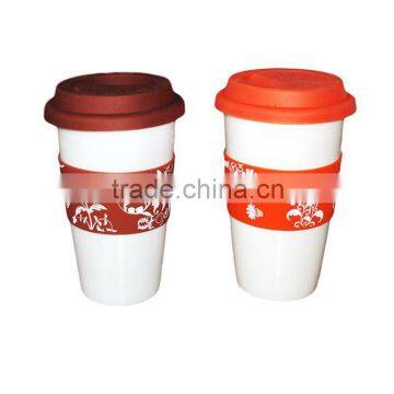 Handmade ceramic mug with silicone sleeve wholesale