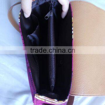 2016 Famous New Style Cross Bags for Girls Ankara African Prints and Fabric Bag PU Leather Handbag photo-4