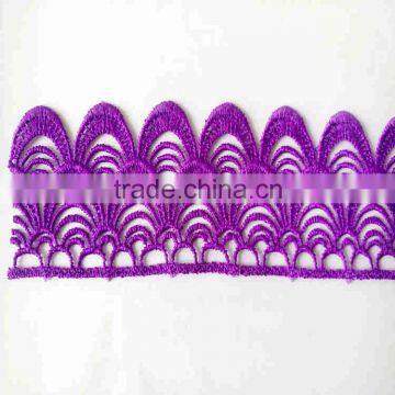 modern wave design 100% colorful polyster chemical lace