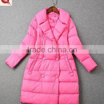 2016 fashion ladies bright color long warm down jacket