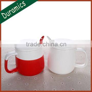 2017 hot wholesale coffee cup custom ceramic tea cup with cover and spoon