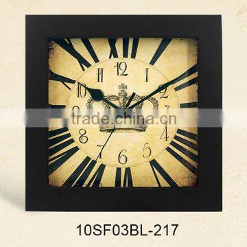 2016 MDF design square wood wall clock (10SF03BL-217)