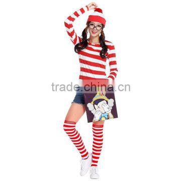 Smart in the fertile Wally Cosplay British cartoon characters Where's Dress Halloween men and women