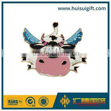 wholesale promotional fashionable cartoon children glitter lapel pin