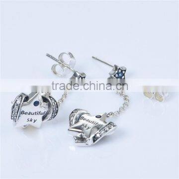 Long Fashion Design Raw Material Engraved Hanging Pave Diamond Earrings photo-4